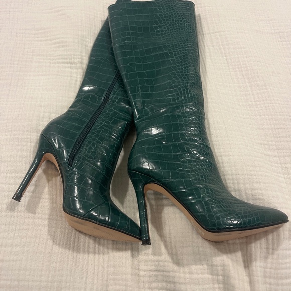 Catherine Malandrino Crocodile Boots Green Size 6 - Picture 1 of 3